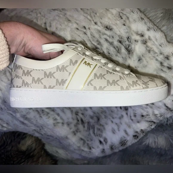 Michael Kors JUNO STRIPE LACE UP MK HERITAGE CANVAS VANILLA - Picture 6 of 8